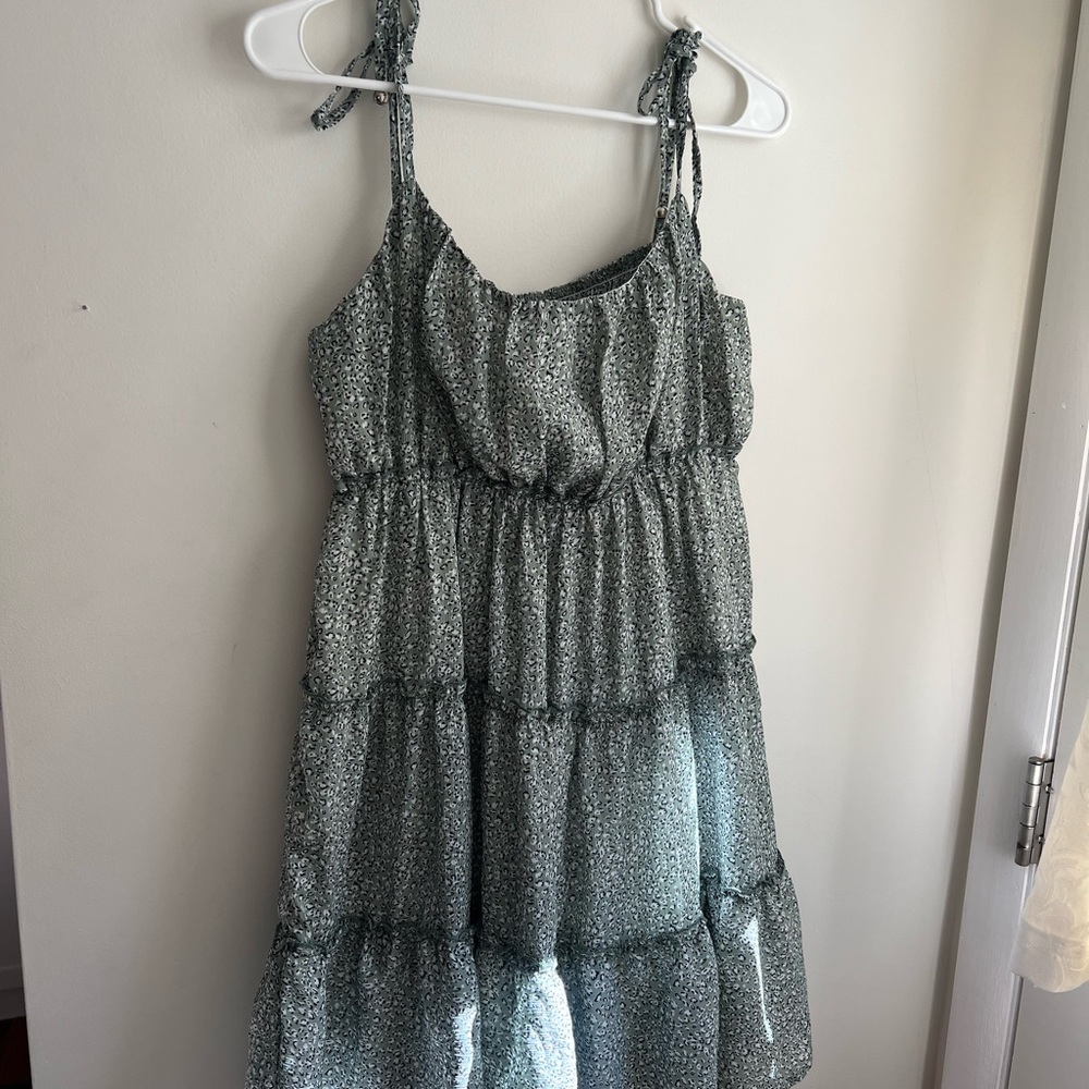 Elegant Green Floral Women's Casual Dress